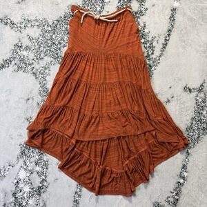 Mike Gonzalez Skirt Womens‎ Size Large Orange Tiered Drawstring Waistband Maxi